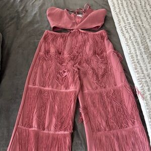 Stylish Pink Fringe Jumpsuit